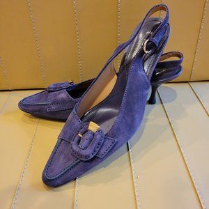 Tod's Purple Suede sling back pumps